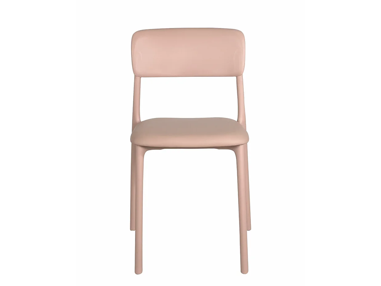 Lote de 2 sillas contemporáneas para cocina, dormitorio, comedor con cojín de cuero sintético acolchado RIM (Rosa)