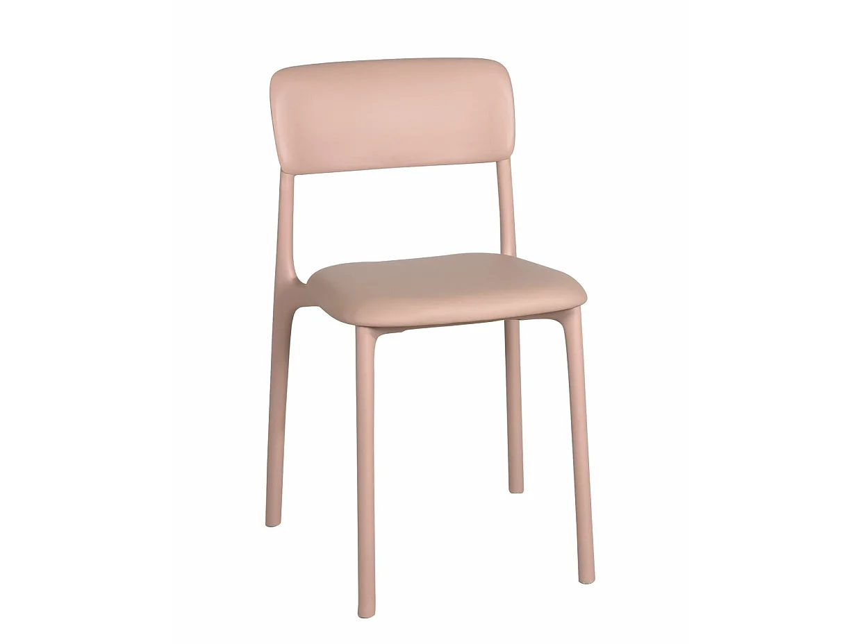 Lote de 2 sillas contemporáneas para cocina, dormitorio, comedor con cojín de cuero sintético acolchado RIM (Rosa)