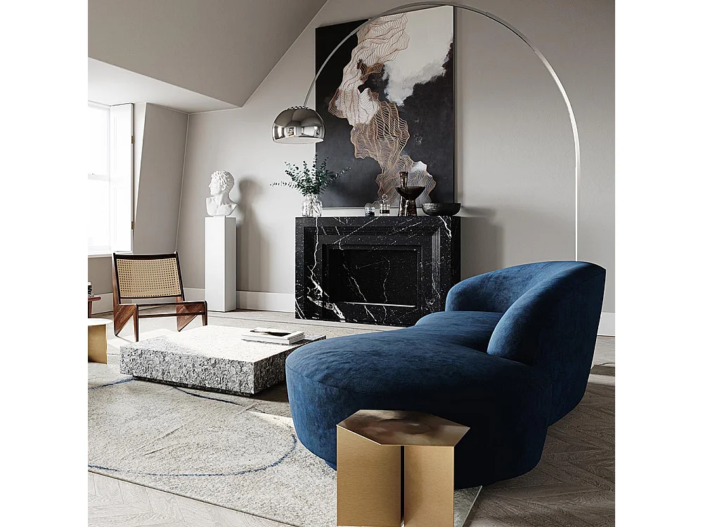 Lampada da terra in metallo ad arco con base rotonda in marmo – Arko