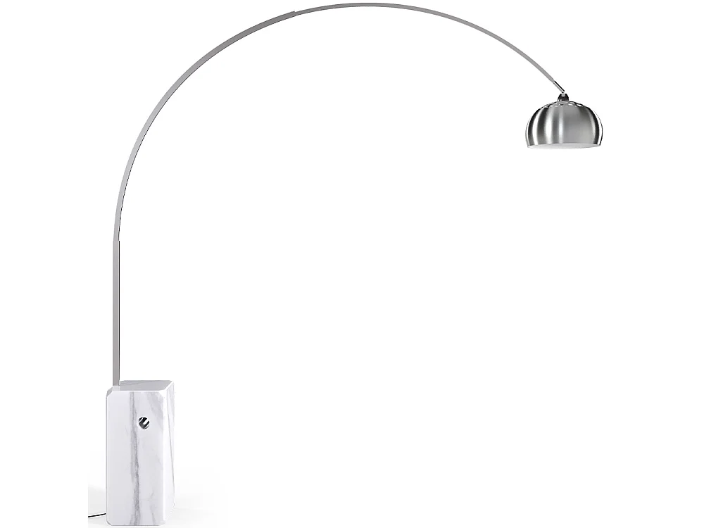 Lampe de sol Arco en métal avec base en marbre – Arko Blanc
