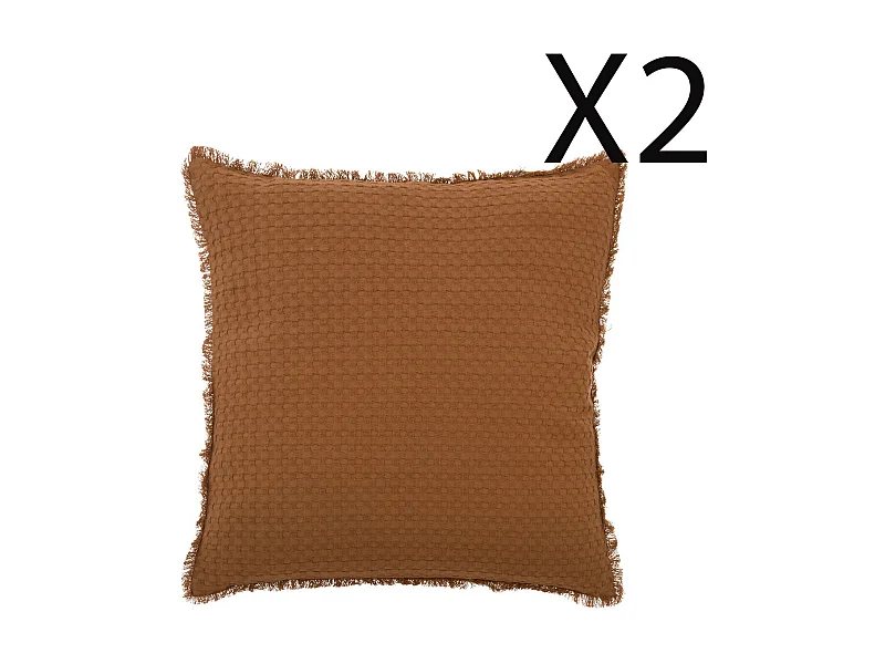 Lot de 2 coussins en coton coloris Terracotta - L. 45  x P. 10 x H. 45  cm