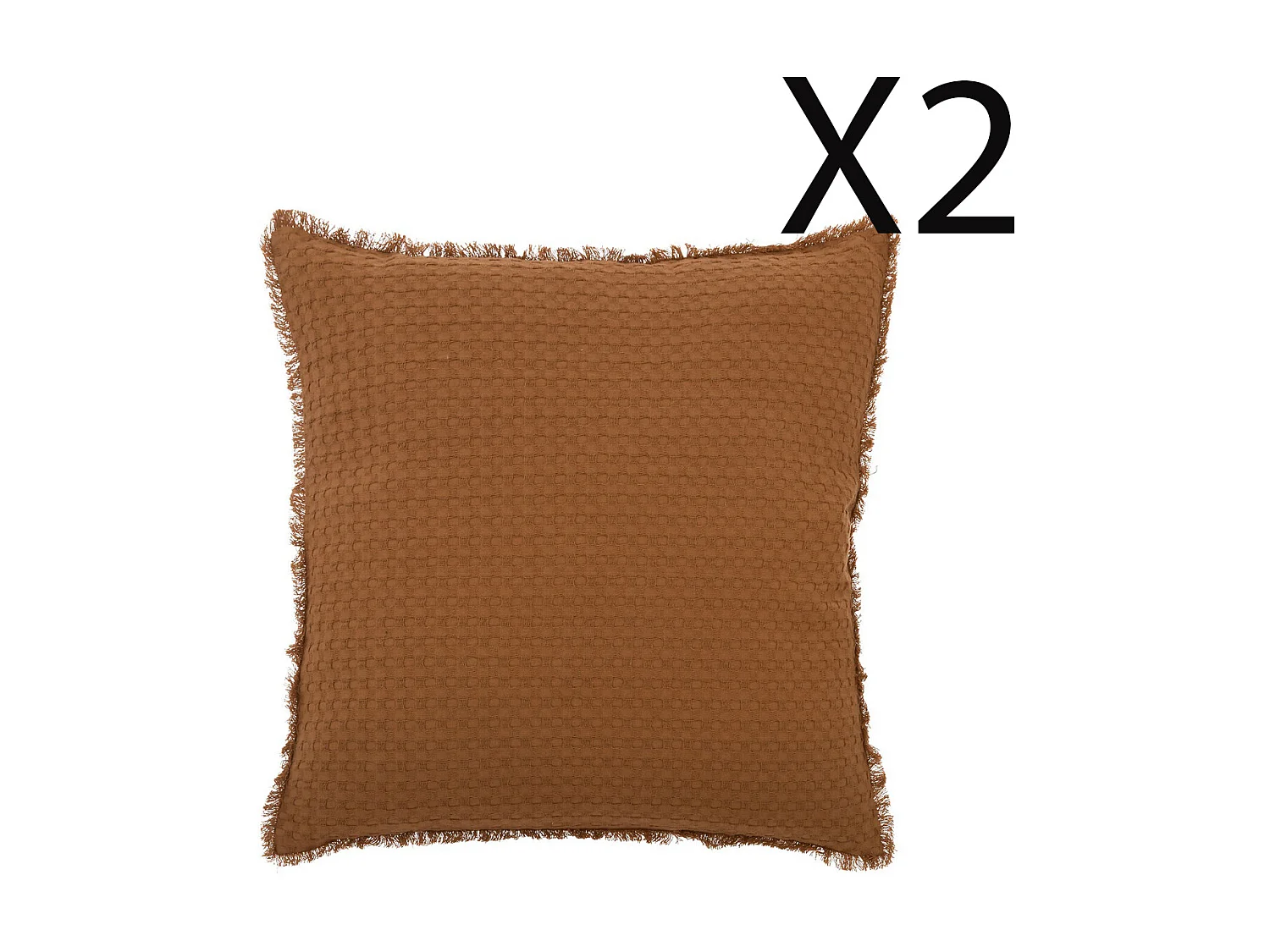 Lot de 2 coussins en coton coloris Terracotta - L. 45  x P. 10 x H. 45  cm