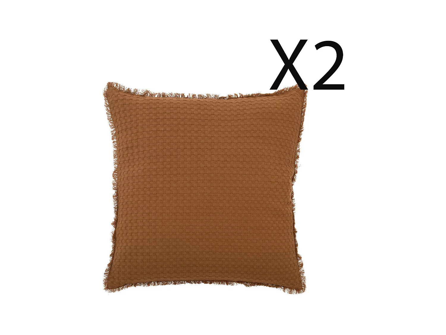 Lot de 2 coussins en coton coloris Terracotta - L. 45  x P. 10 x H. 45  cm