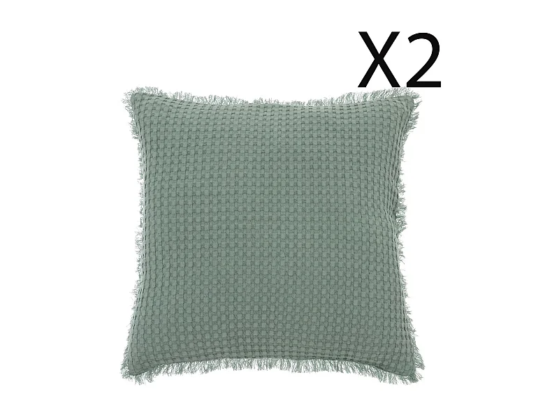 Lot de 2 coussins en coton coloris vert Céladon  - L. 45 x P. 10 x H. 45  cm