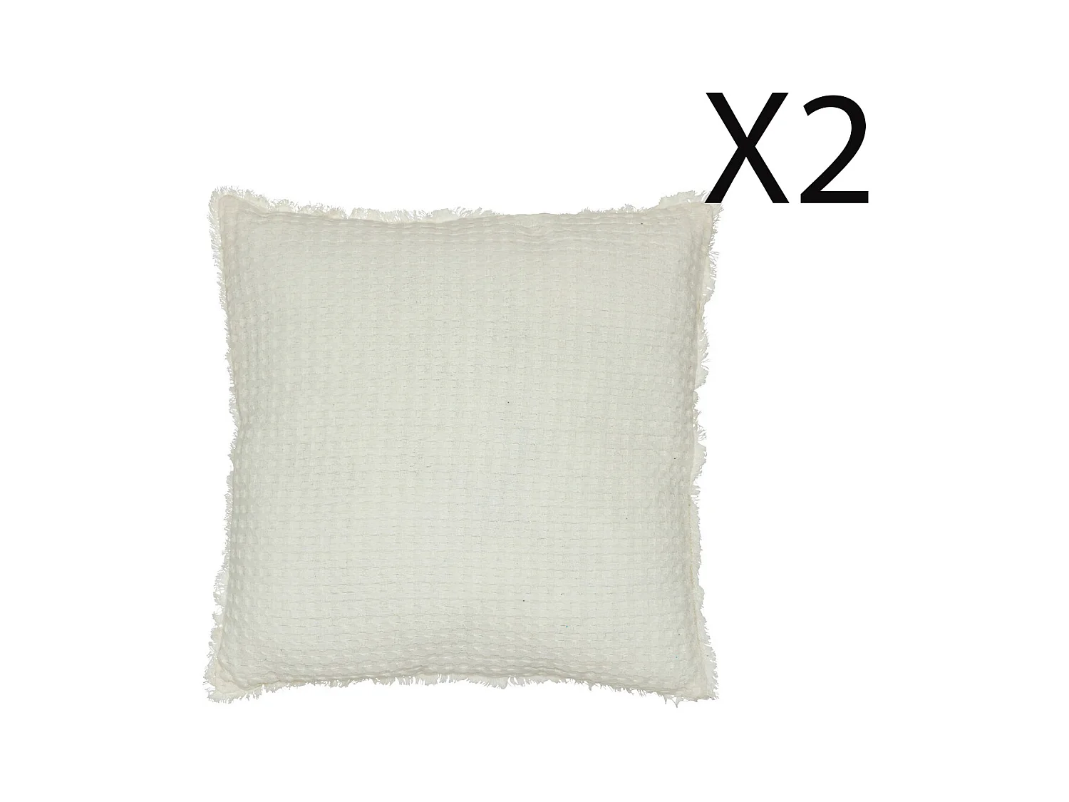 Lot de 2 coussins en coton coloris Blanc  - Longueur 45  x Profondeur 10  x Hauteur 45  cm