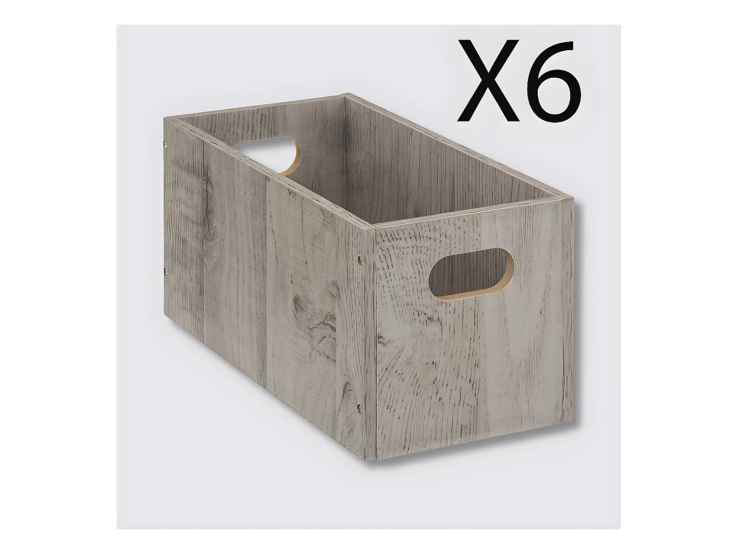Lot de 6 boites de rangement, paniers de rangement en bois coloris gris