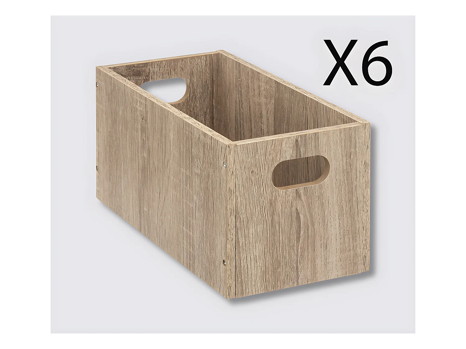 Lot de 6 boites de rangement, paniers de rangement en bois coloris naturel