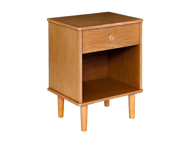 Table de chevet, table de nuit avec 1 tiroir en bois coloris Marron