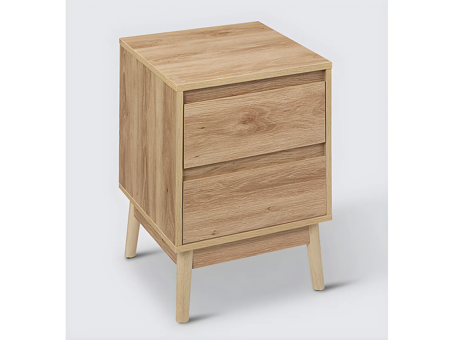 Table de chevet, table de nuit avec 2 tiroirs coloris Beige - L. 40 x P. 40 x H. 56 cm