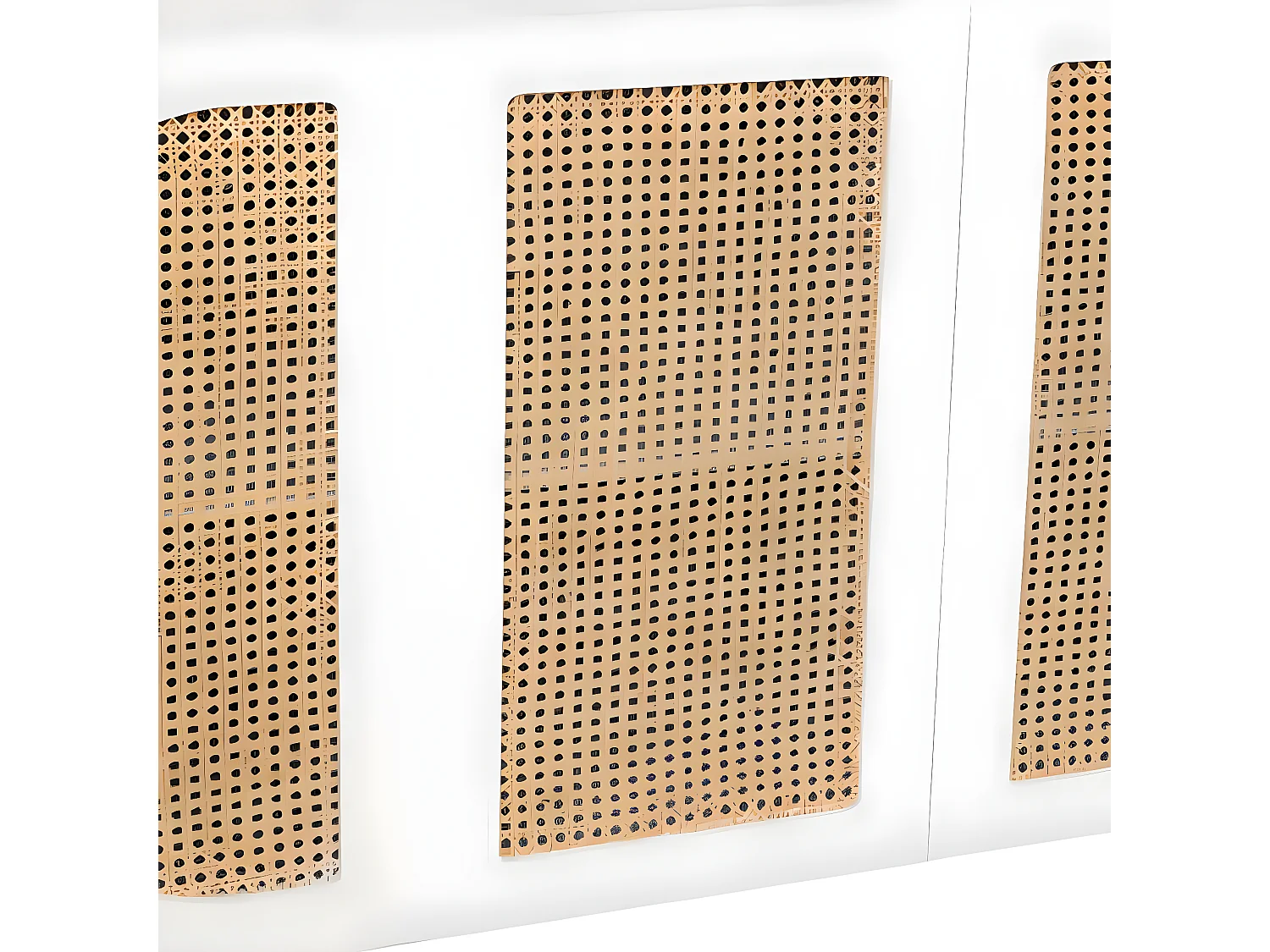 Buffet, meuble de rangement avec 3 portes en bois coloris Blanc, naturel