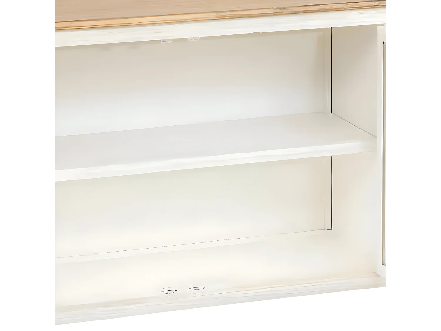 Buffet, meuble de rangement avec 3 portes en bois naturel , blanc et verre