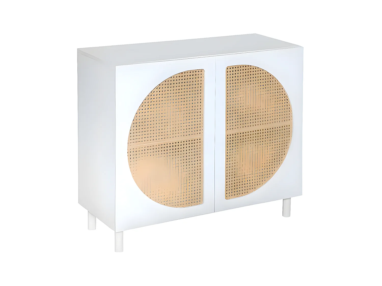 Buffet, meuble de rangement en bois coloris Blanc, naturel - L. 94 x P. 40 x H. 86 cm