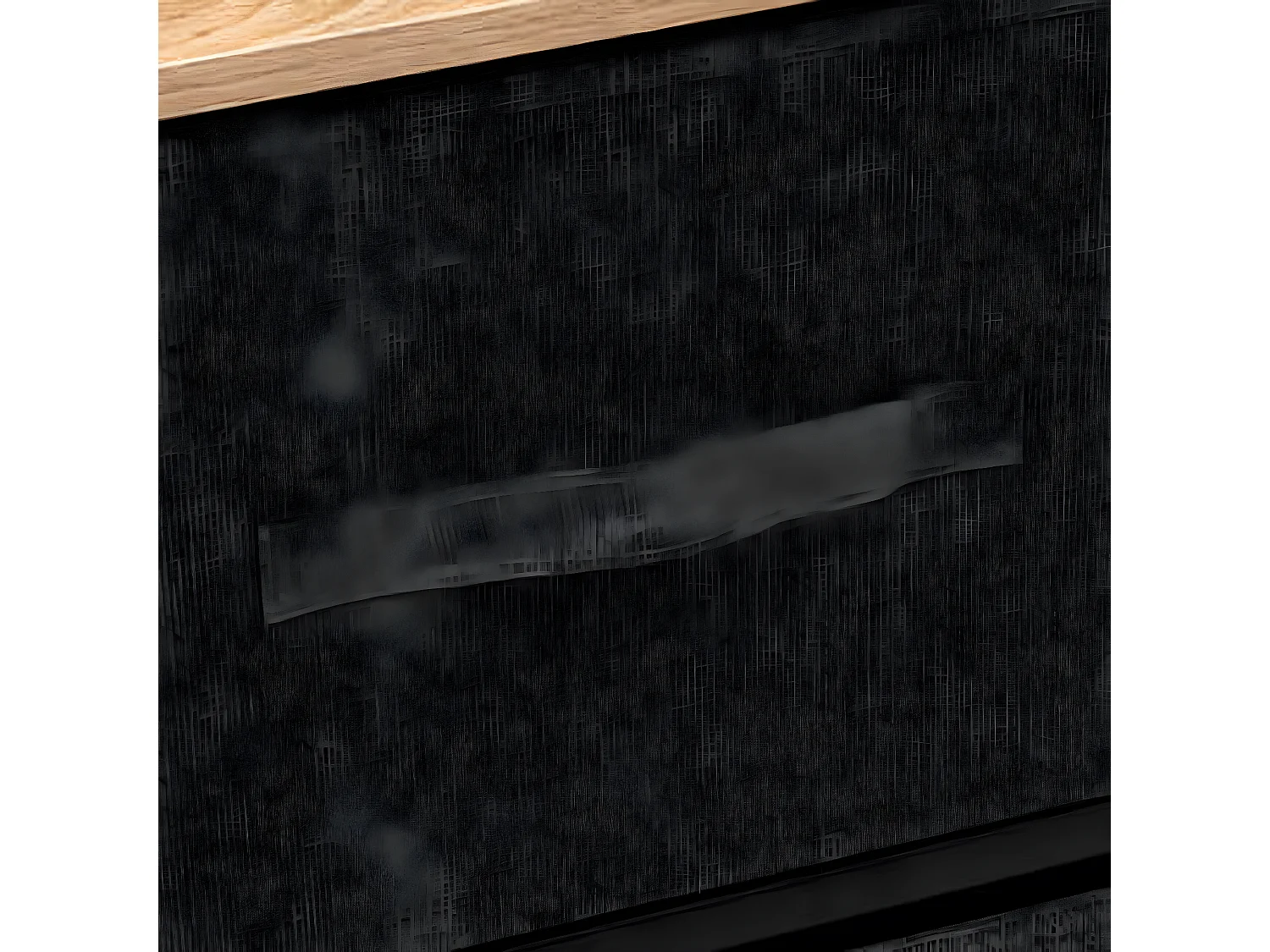 Commode basse , meuble de rangement avec 5 tiroirs coloris Gris Foncé, naturel