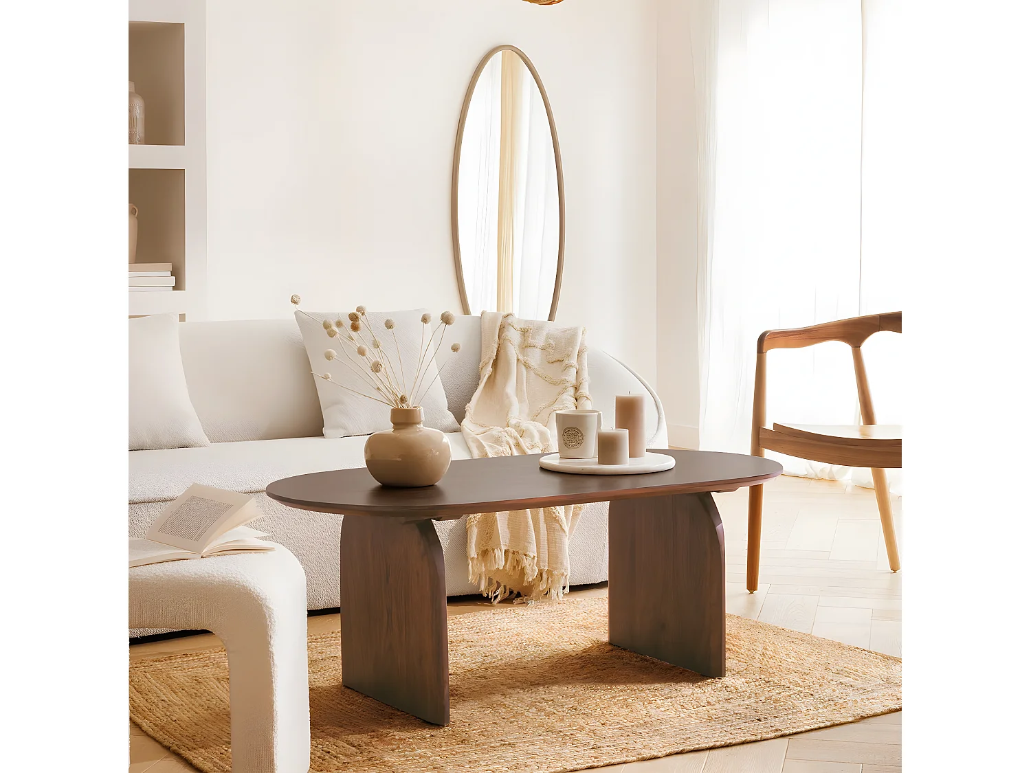 Table basse, table de salon en bois coloris marron - L.  120  x P. 60 x H. 45  cm