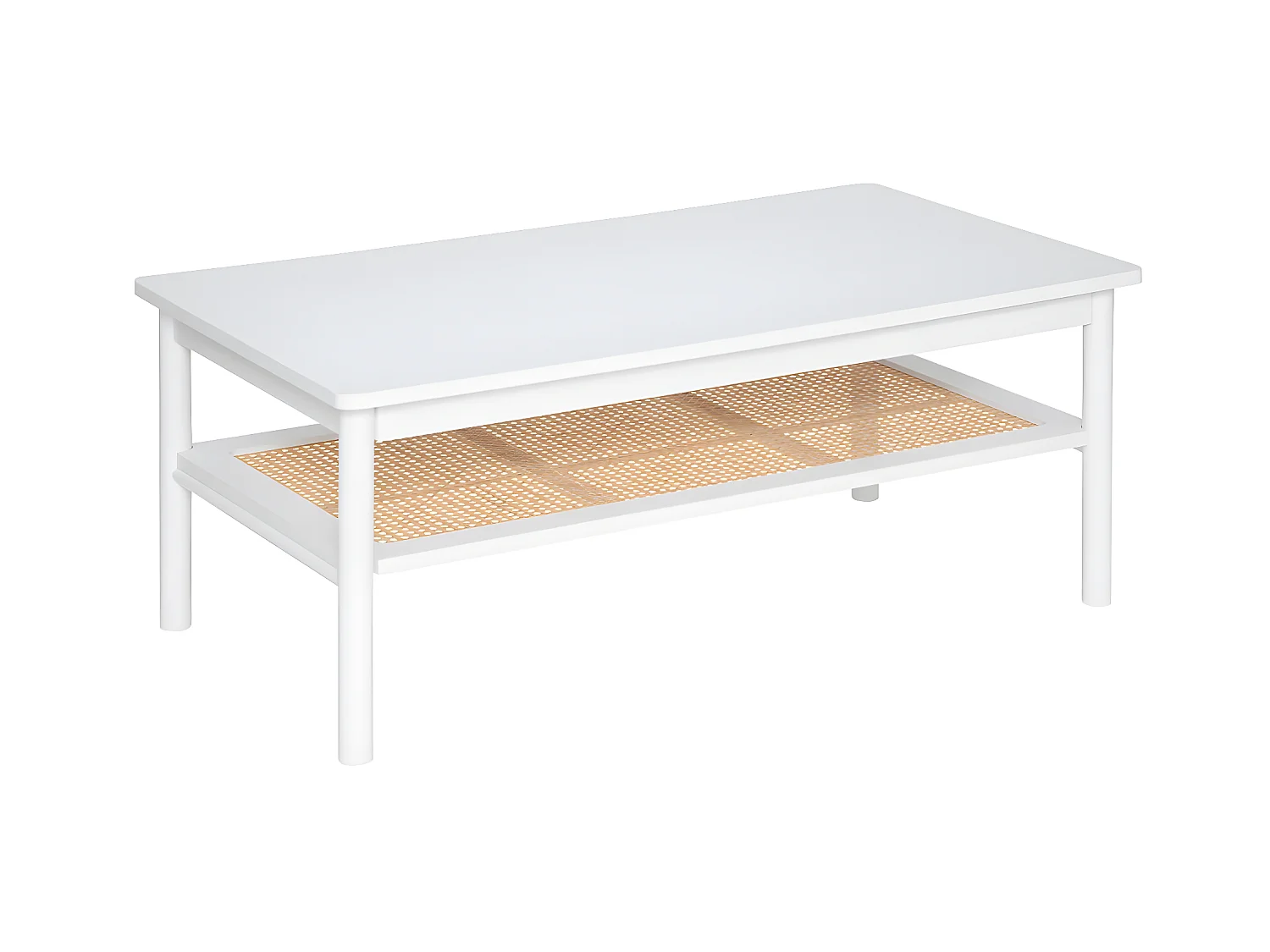 Table basse, table de salon en bois coloris blanc, naturel