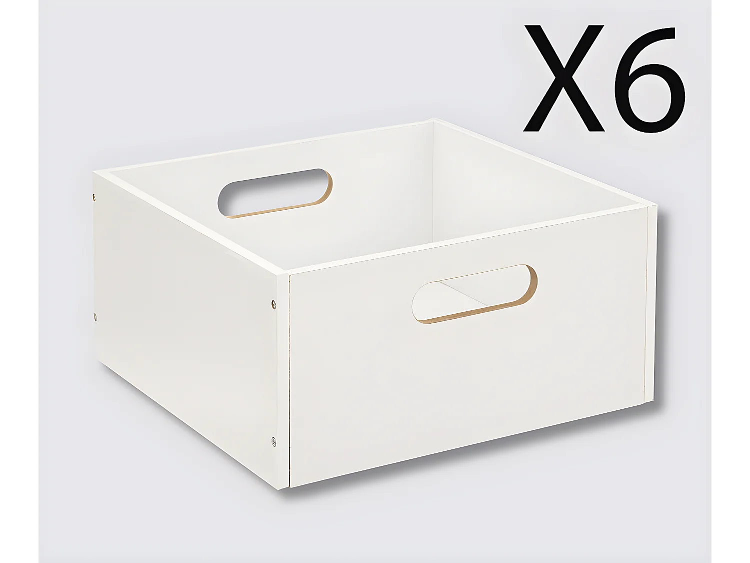 Lot de 6 boites de rangement, paniers de rangement en bois coloris blanc