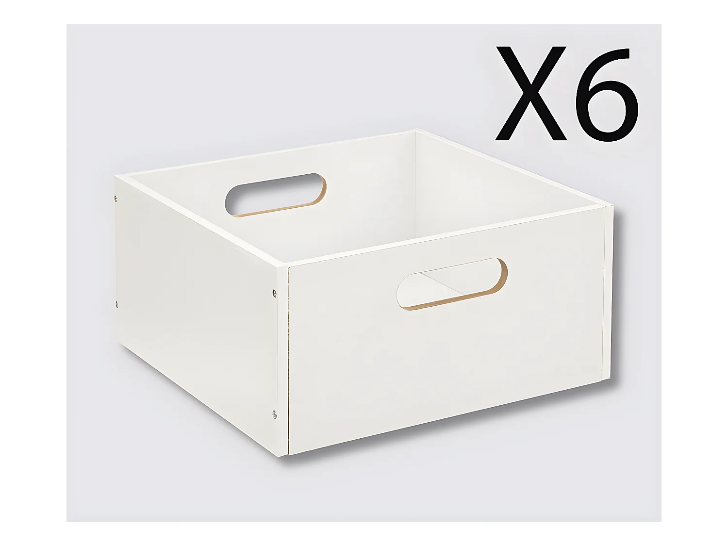 Lot de 6 boites de rangement, paniers de rangement en bois coloris blanc