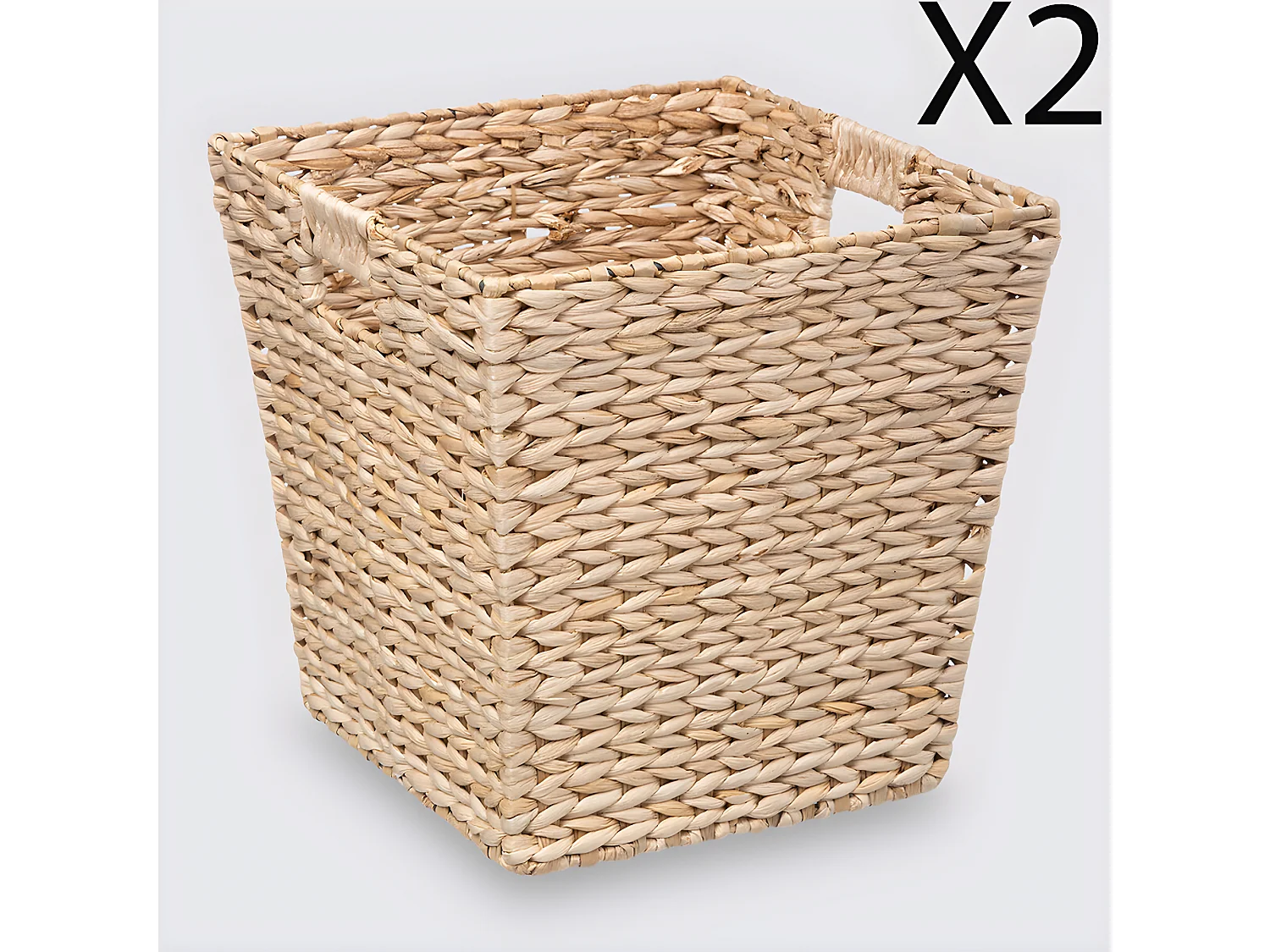 Lot de 2 boites de rangement, paniers de rangement en bois coloris naturel