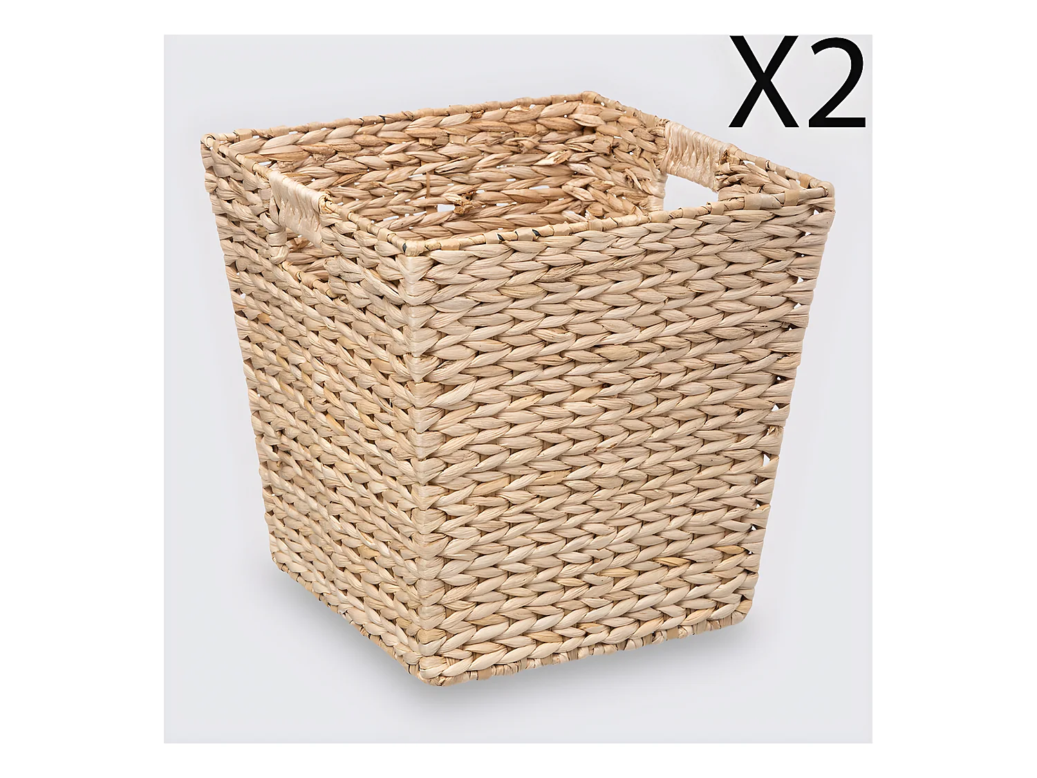 Lot de 2 boites de rangement, paniers de rangement en bois coloris naturel