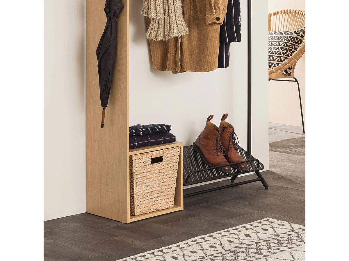 Lot de 2 boites de rangement, paniers de rangement en bois coloris naturel