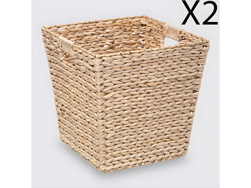 Lot de 2 boites de rangement, paniers de rangement en bois coloris naturel