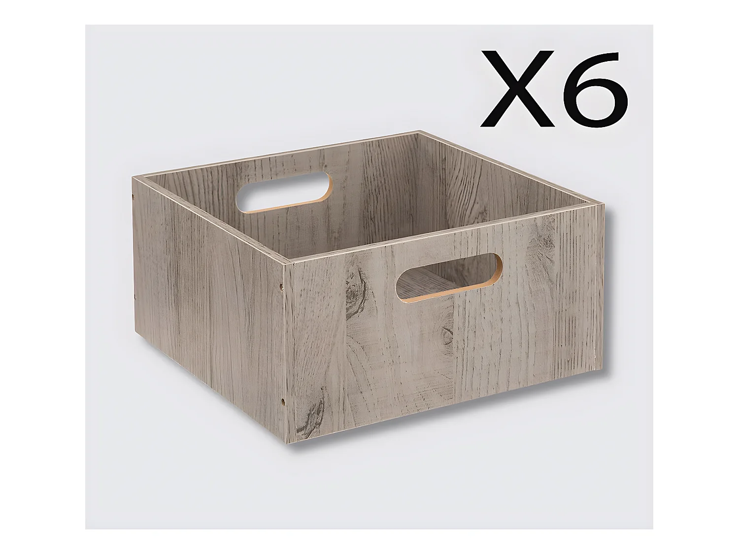 Lot de 6 boites de rangement, paniers de rangement en bois coloris gris