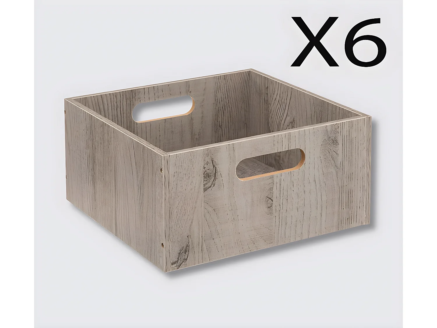 Lot de 6 boites de rangement, paniers de rangement en bois coloris gris