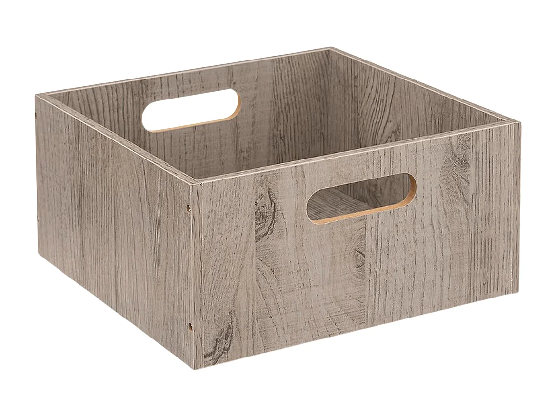Lot de 6 boites de rangement, paniers de rangement en bois coloris gris