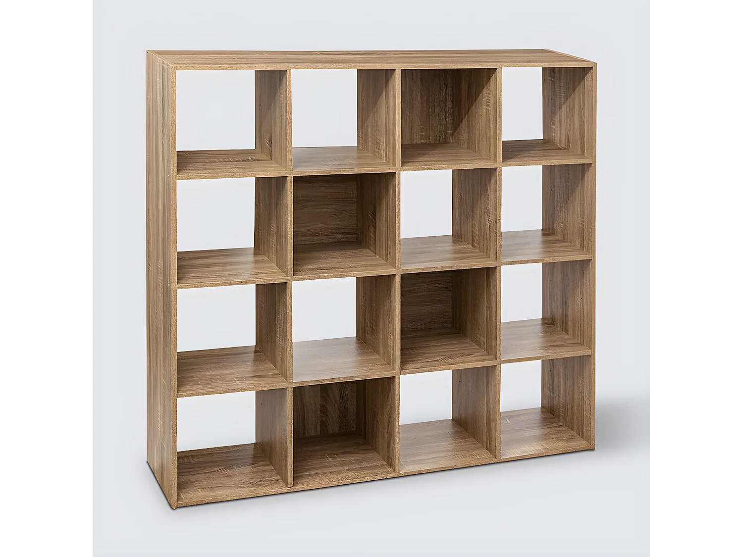 Etagère, bibliothèque avec 16 cases en bois coloris naturel