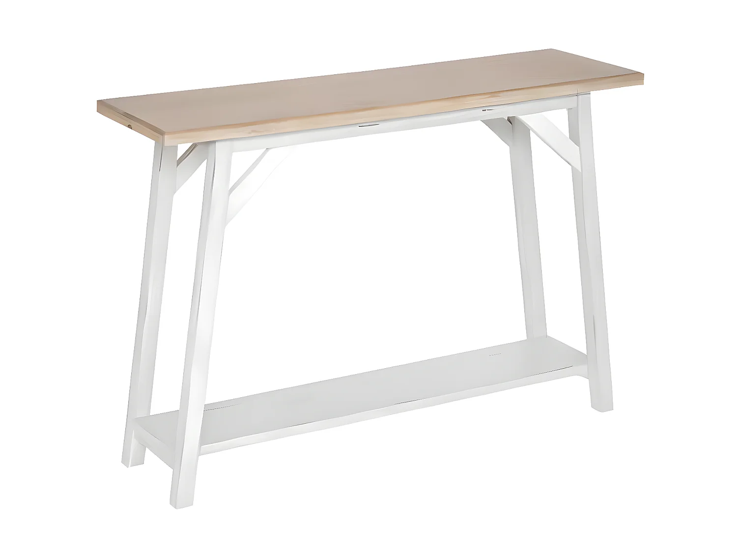 Table de console, meuble de console en bois coloris blanc, Naturel