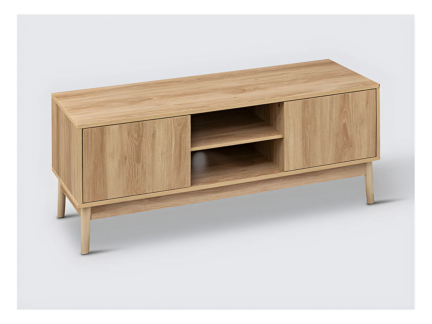 Meuble TV en bois avec 2 portes coloris Beige - L. 120 x P. 39 x H. 48 cm