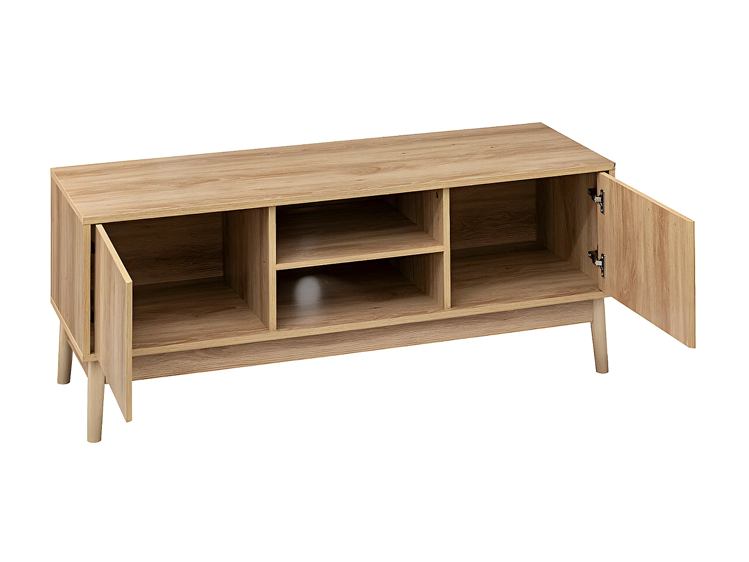 Meuble TV en bois avec 2 portes coloris Beige - L. 120 x P. 39 x H. 48 cm