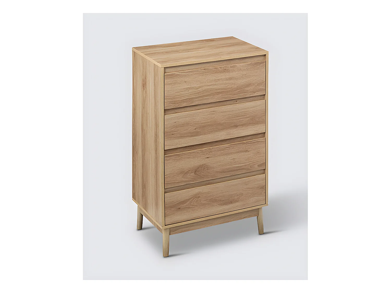 Commode , meuble de rangement avec 4 tiroirs coloris beige - L. 60 x P. 40 x H. 107,3 cm