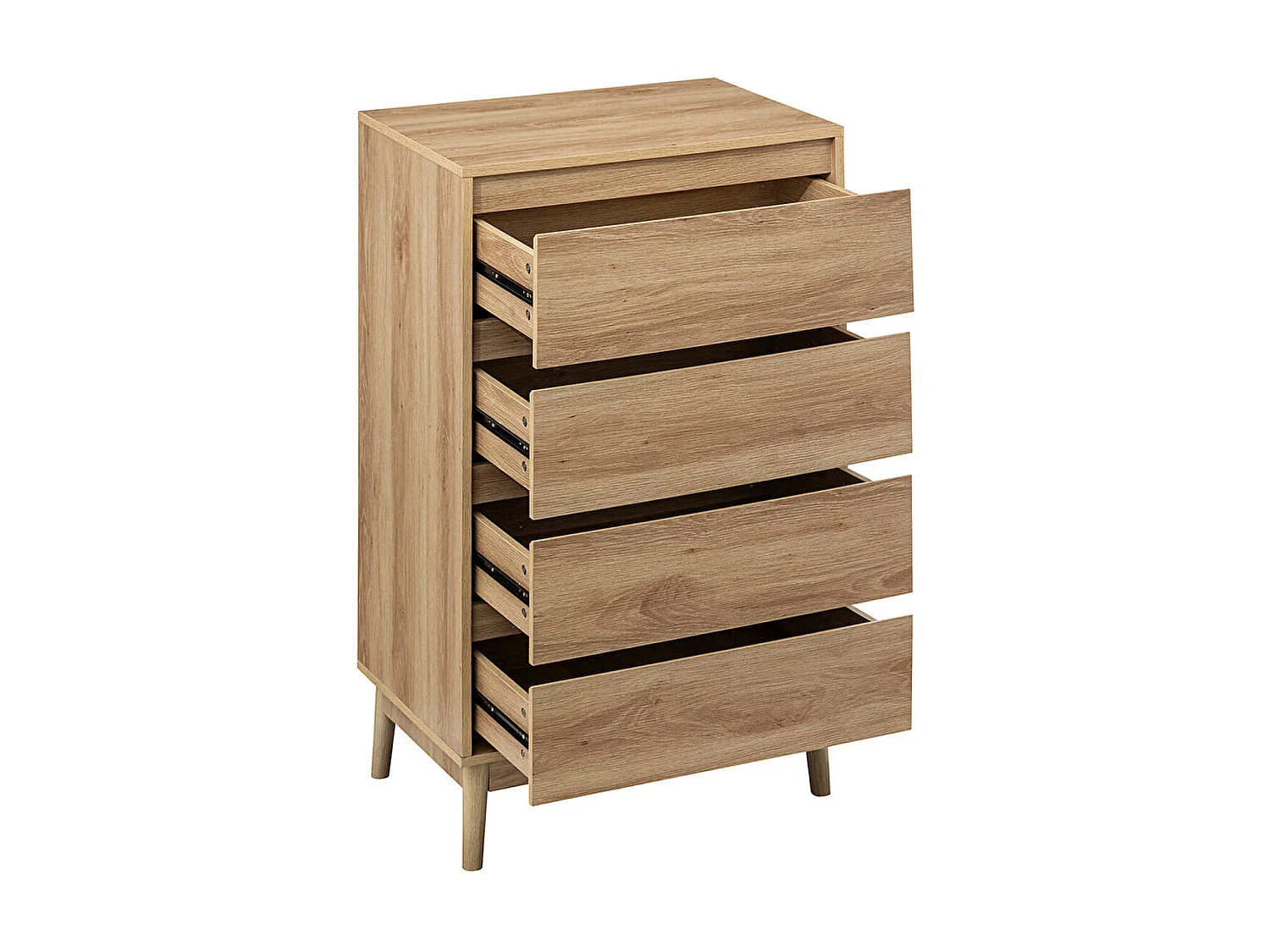 Commode , meuble de rangement avec 4 tiroirs coloris beige - L. 60 x P. 40 x H. 107,3 cm