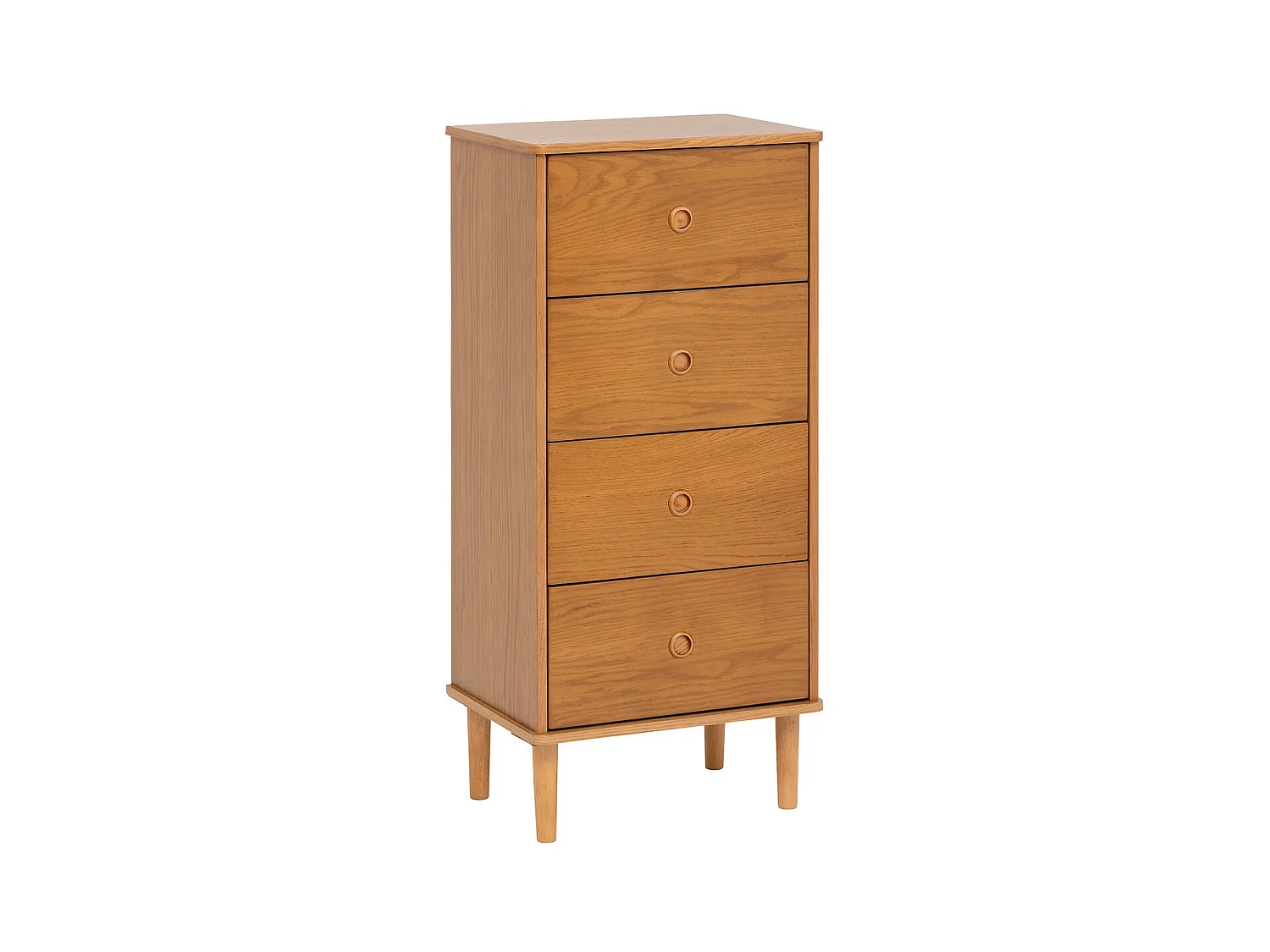 Chiffonnier,  meuble de rangement  avec 4 tiroirs en bois coloris Marron