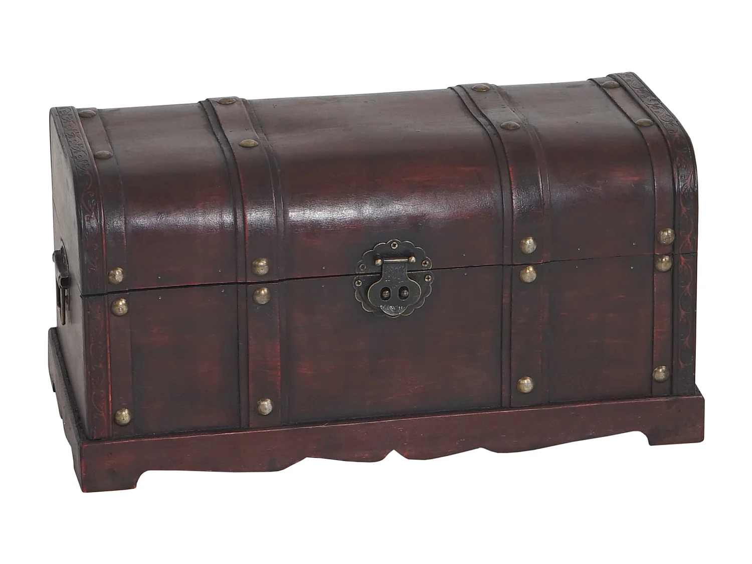 Coffre en bois Antibes aspect antique rond,  rond