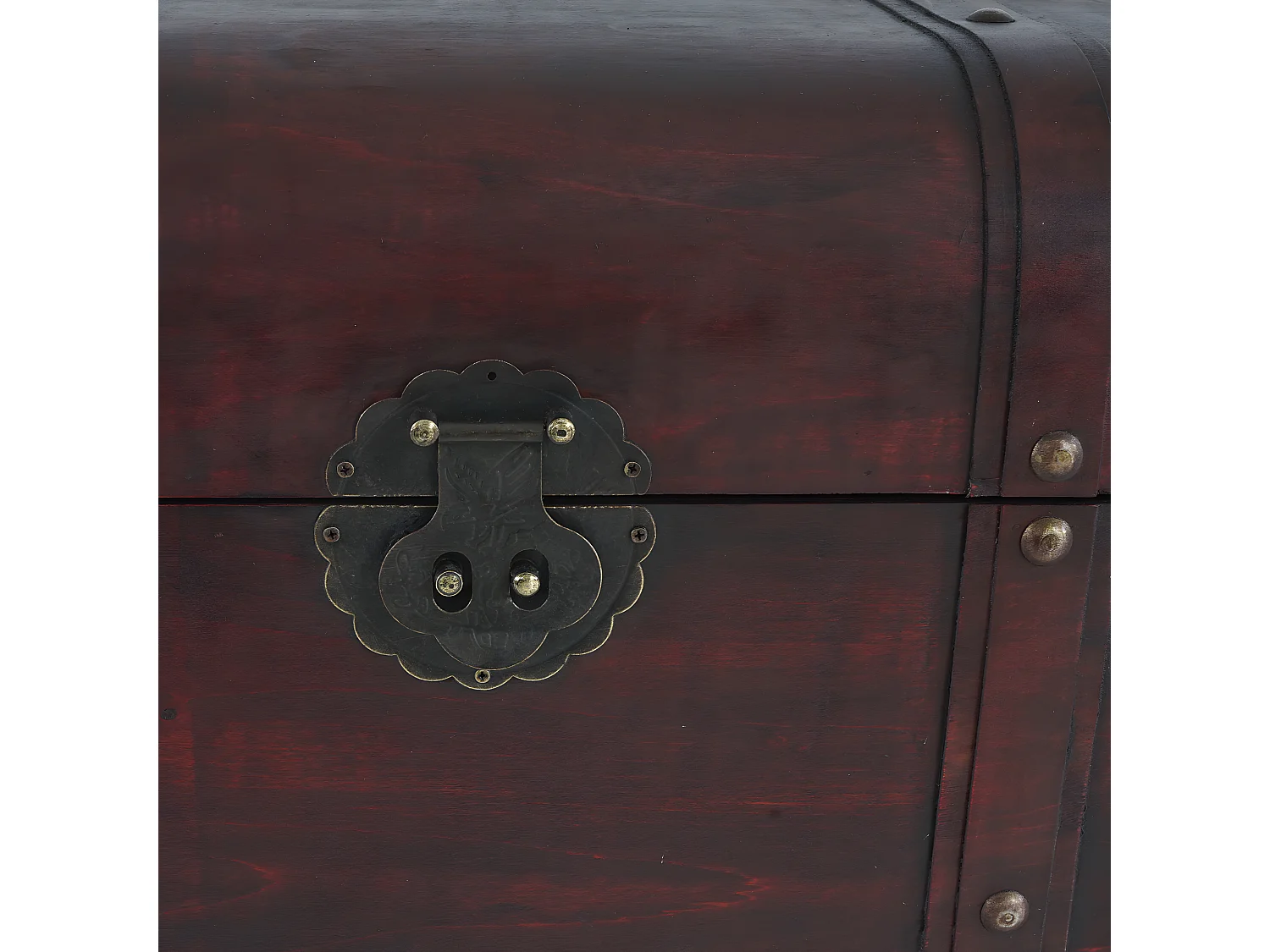 Coffre en bois Antibes aspect antique rond,  rond