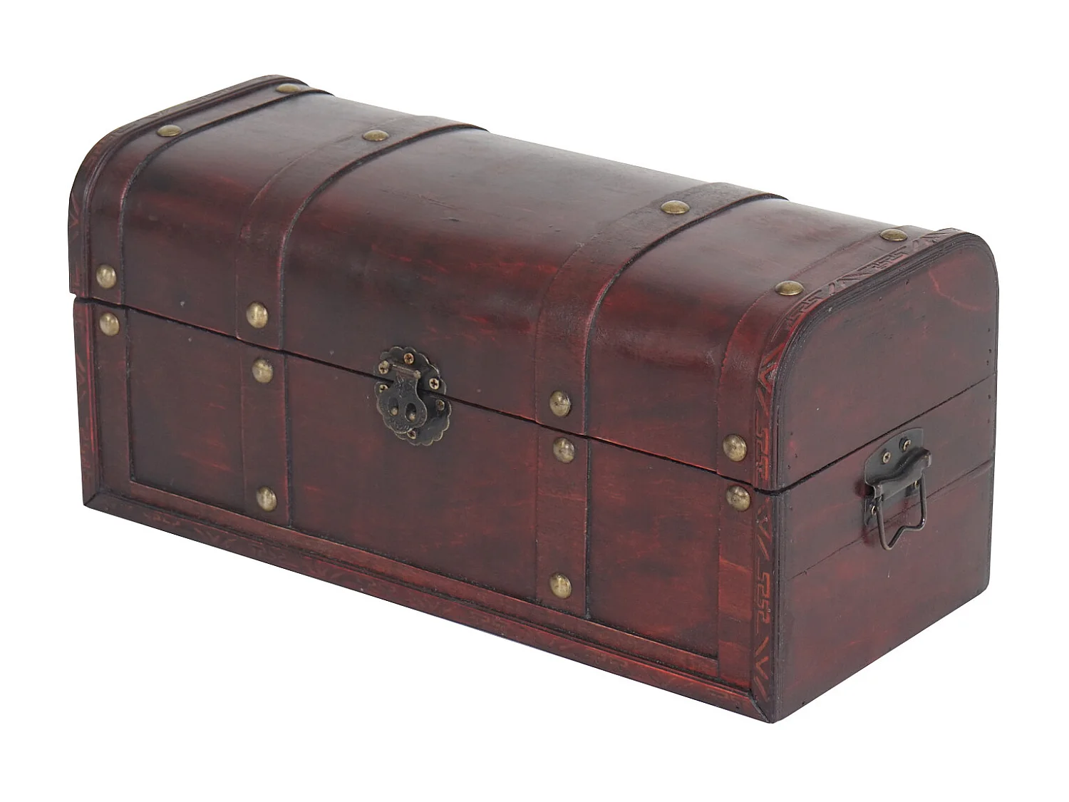 Coffre en bois Antibes aspect antique rond,  rond