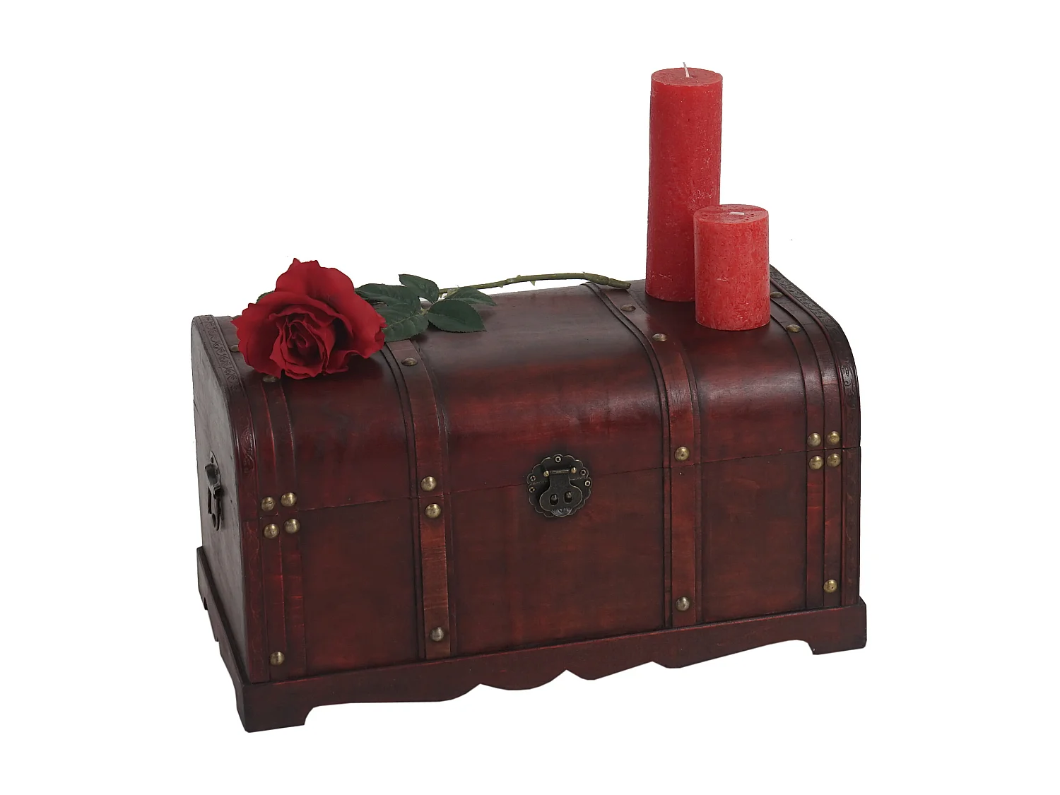 Coffre en bois Antibes aspect antique rond,  rond