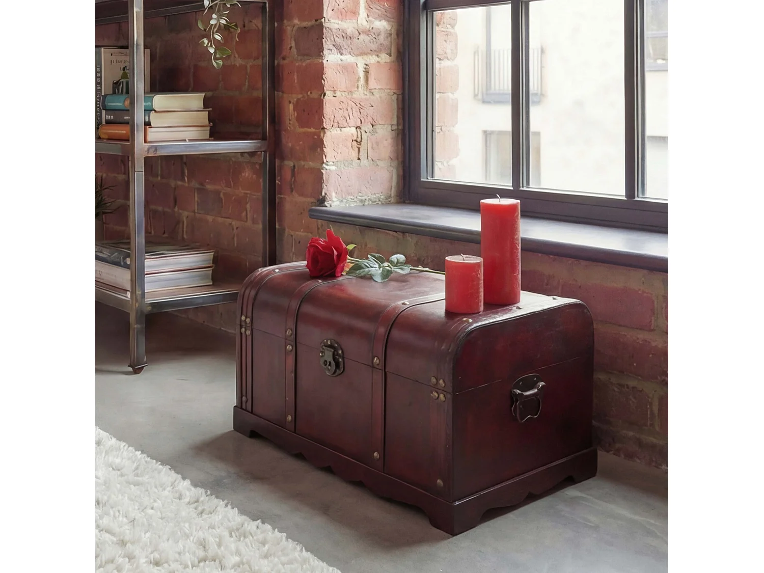 Drewniana skrzynia Antibes,  okrągła