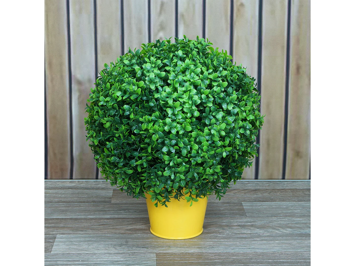 Pianta finta artificiale a cespuglio rotondo arte topiaria MCW-L77 polietilene Ø 35cm ~ verde