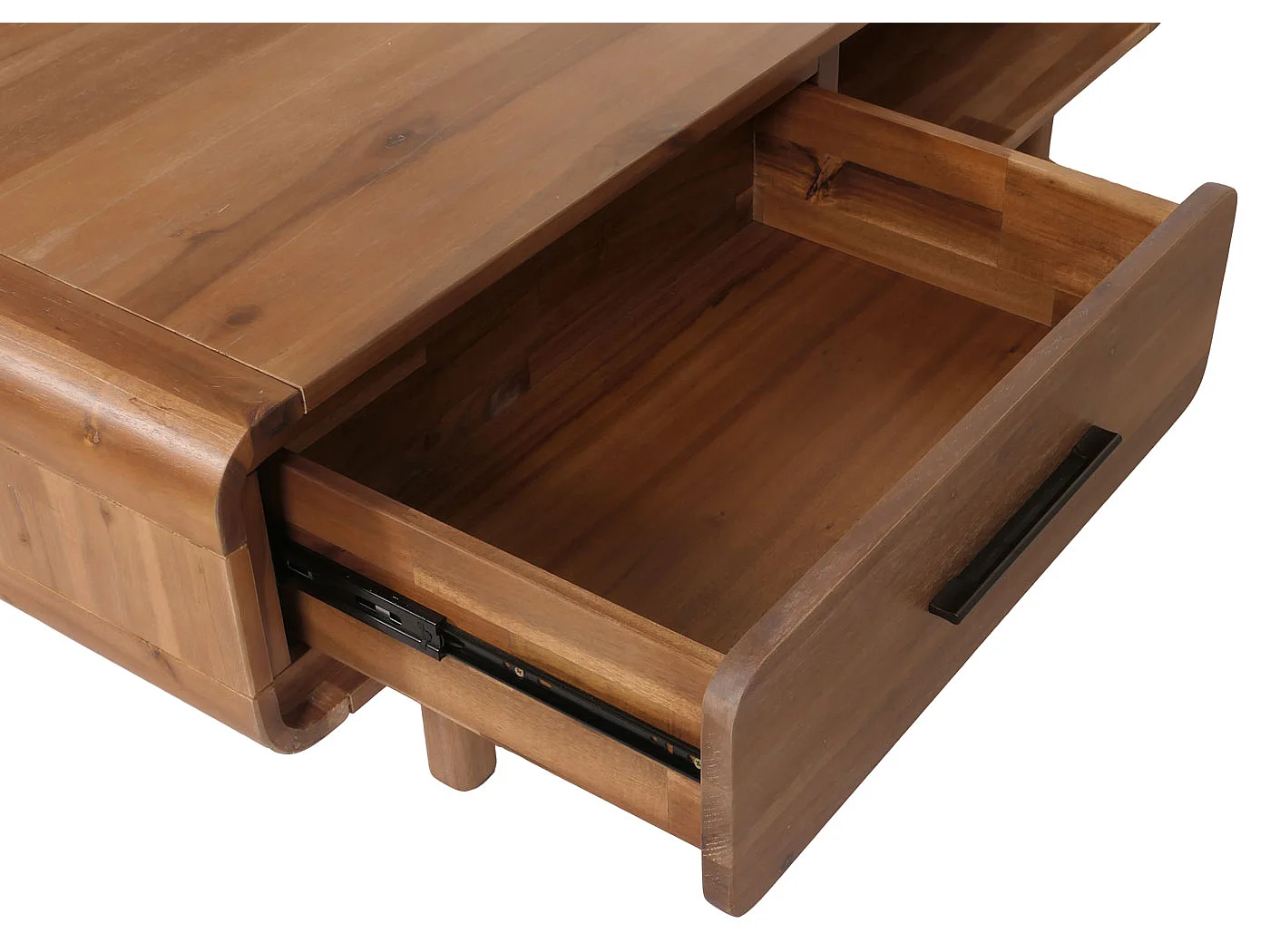 Couchtisch MCW-M47, Wohnzimmertisch Beistelltisch Sofatisch, Schublade, Akazie Massiv-Holz gebeizt 44x125x60cm 25kg