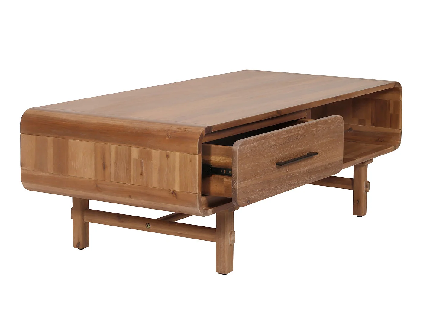 Couchtisch MCW-M47, Wohnzimmertisch Beistelltisch Sofatisch, Schublade, Akazie Massiv-Holz gebeizt 44x125x60cm 25kg
