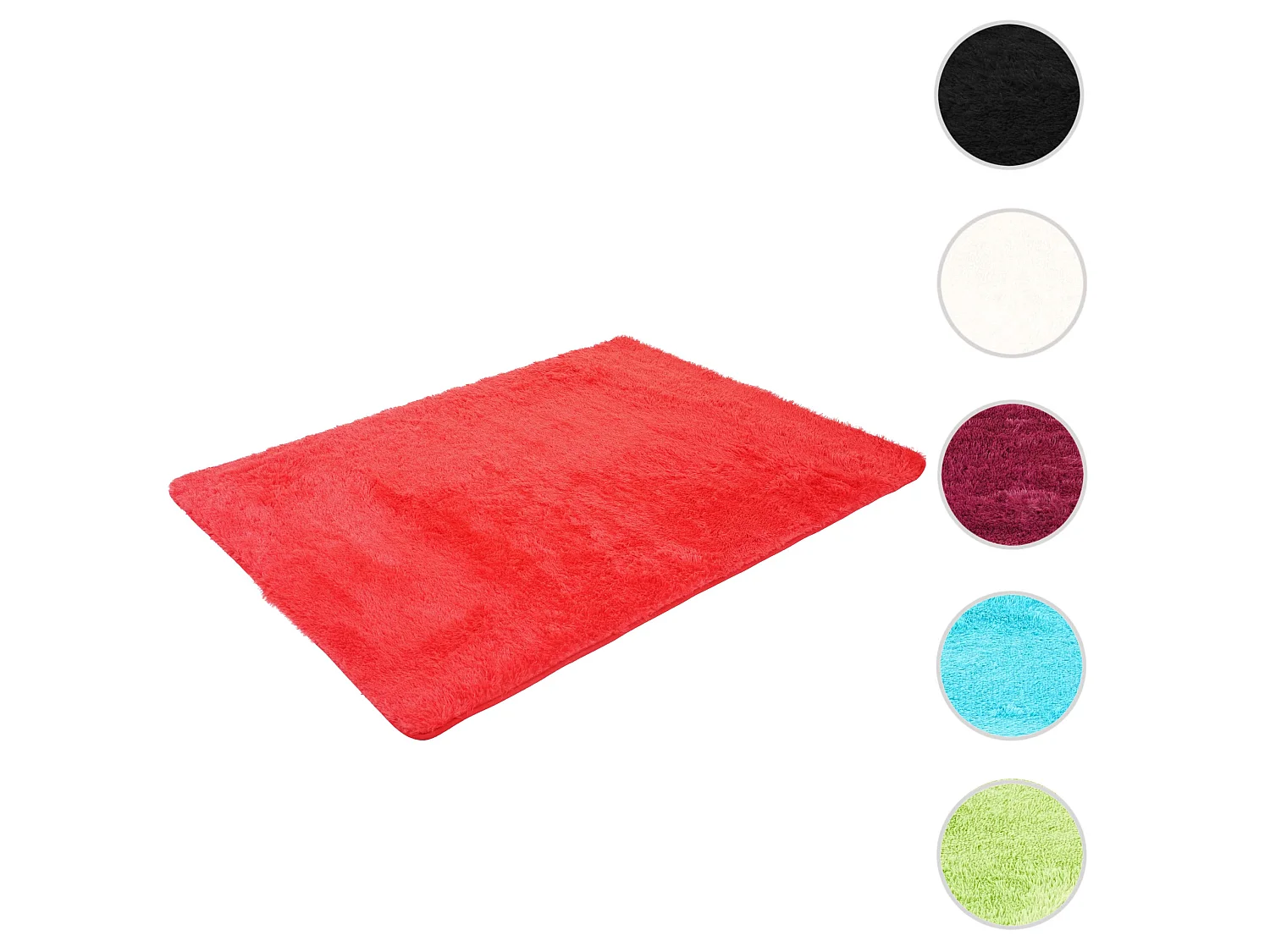 Teppich MCW-F69, Shaggy Läufer Hochflor Langflor, Stoff/Textil flauschig weich 200x140cm, rot