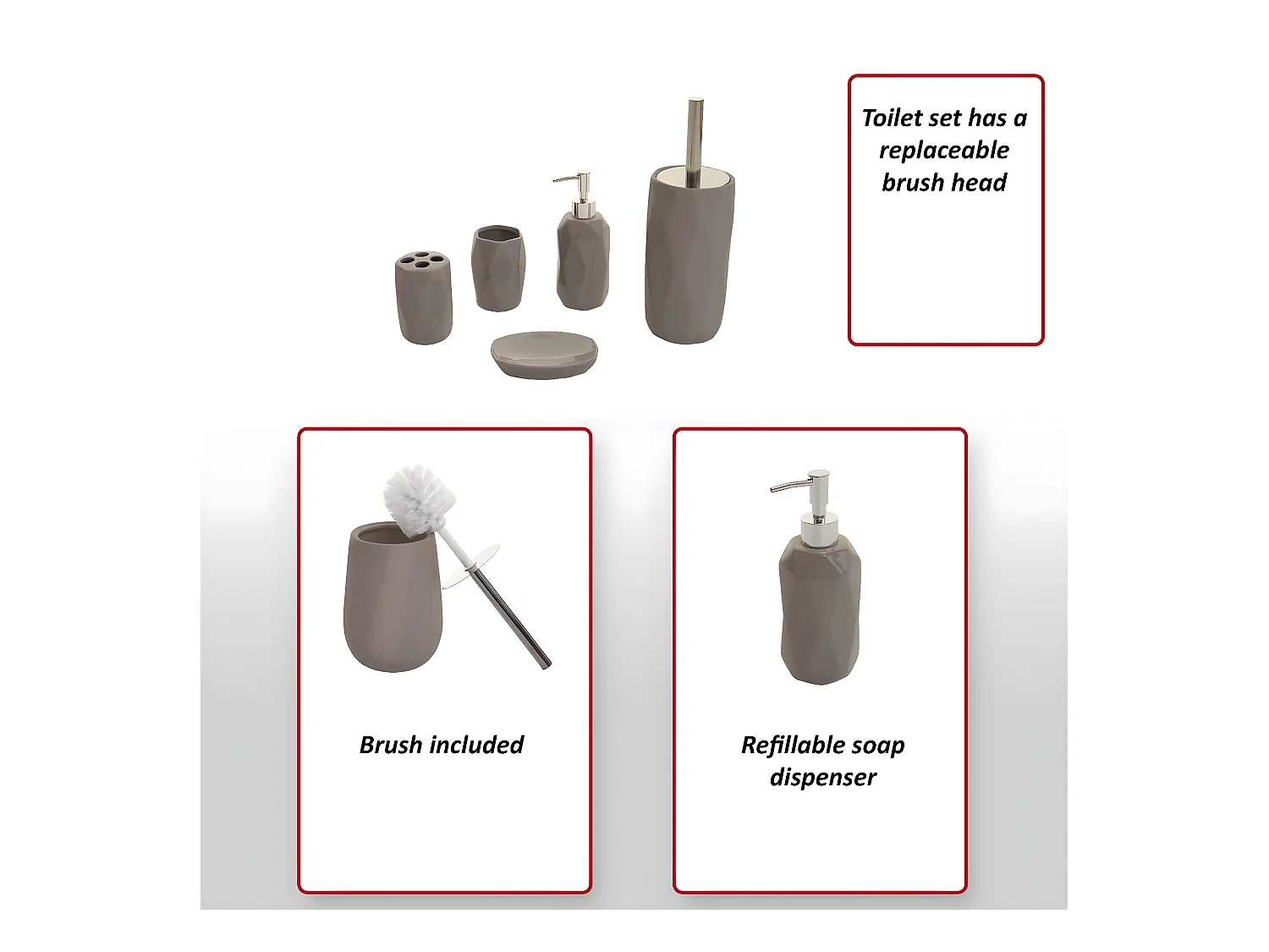 5-teiliges Badset MCW-H88, Weiß