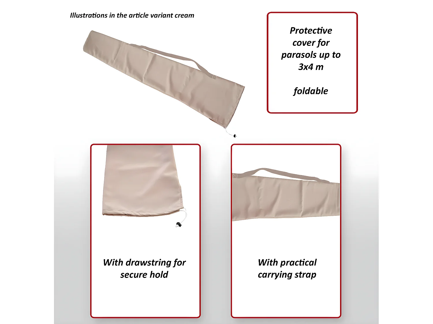 Housse de protection pour parasol jusqu'à 3x4m,  terre cuite