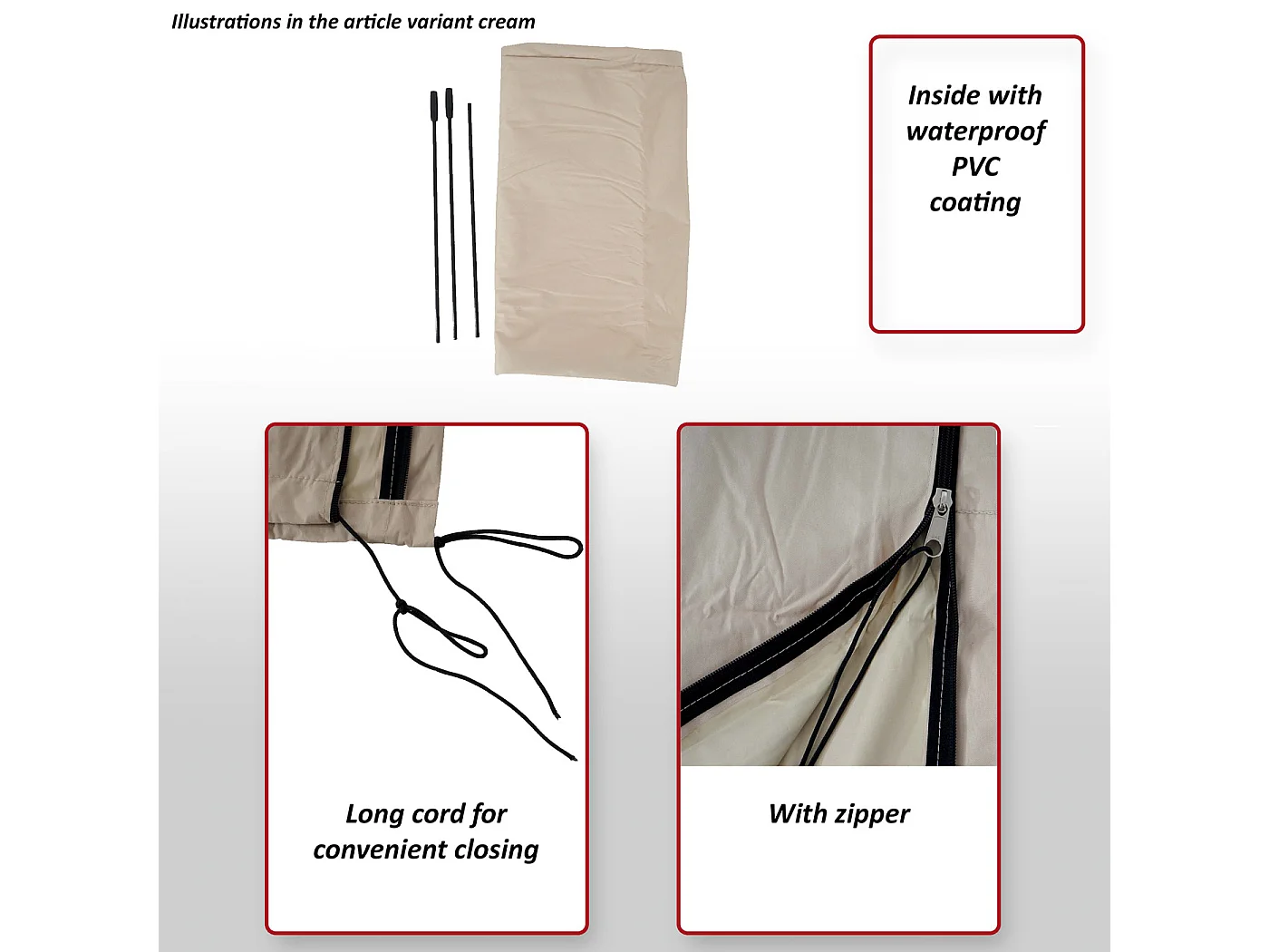 Housse de protection MCW pour parasol jusqu'à 4m,  bordeaux