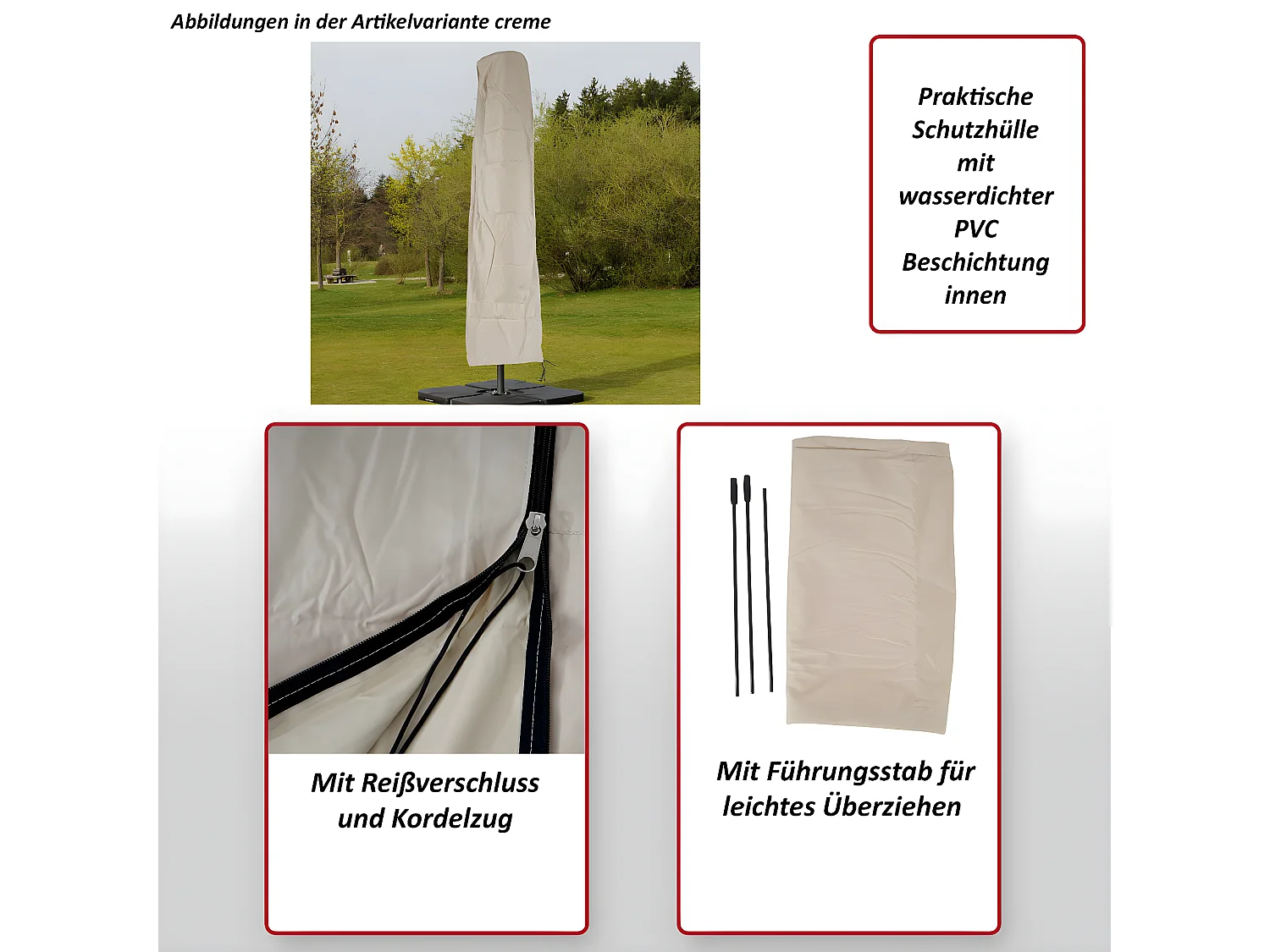 Copriombrellone copertura ombrellone ad arco protettiva MCW poliestere con cerniera 3x3m marrone