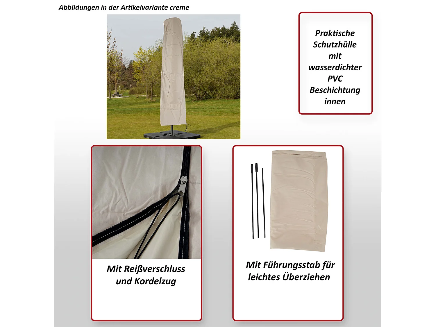 Housse de protection MCW pour parasol jusqu'à 4,3m,  bordeaux