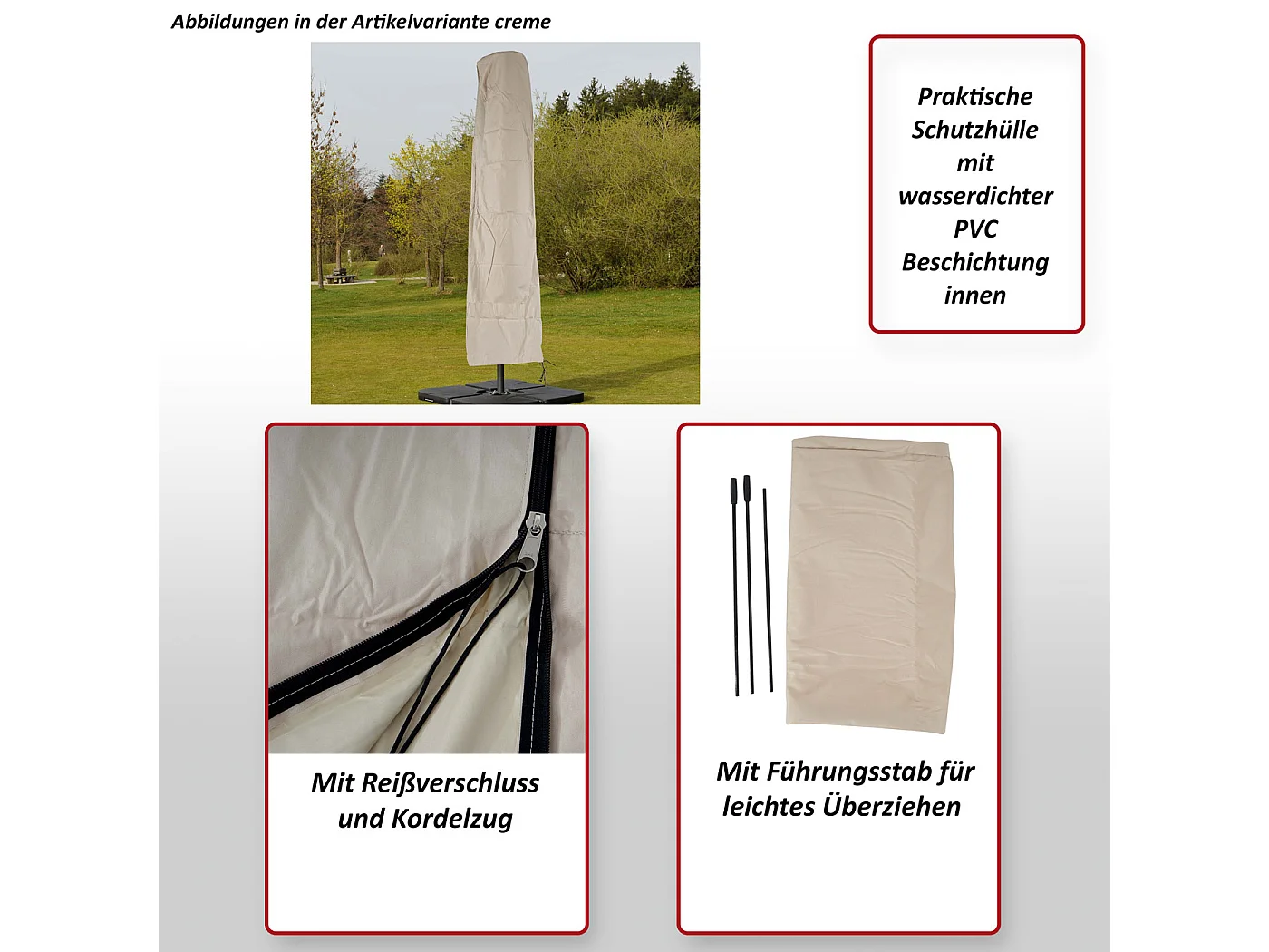 MCW beschermhoes voor zweefparasol tot 4,3m,  geel